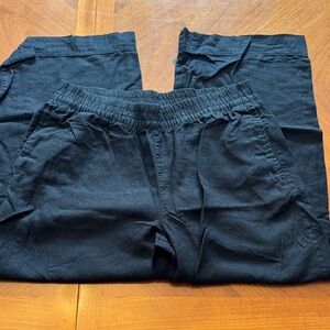 Old Navy Black Wide Leg Linen High-waisted Elastic Waist Pants